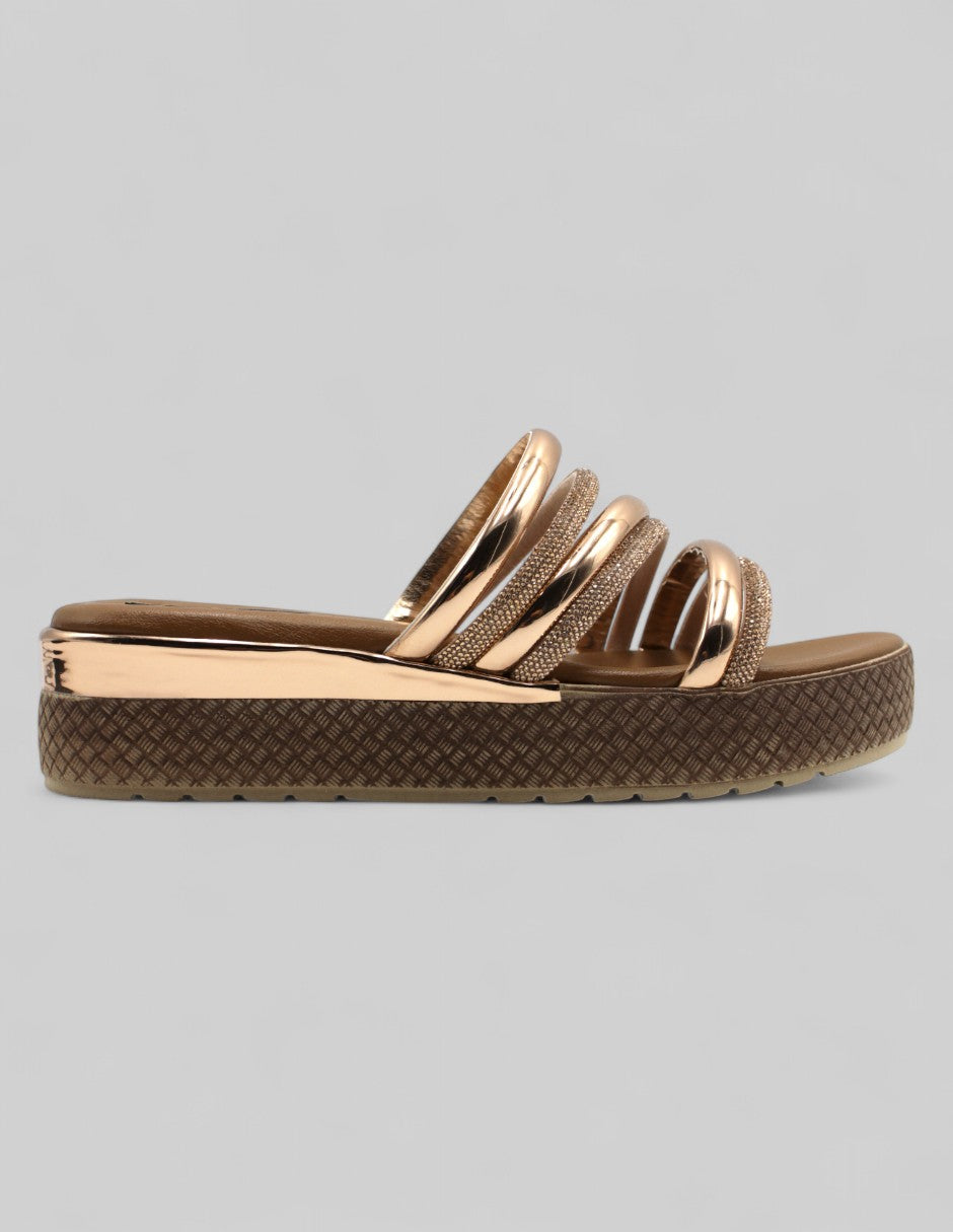 Sandalias con plataforma Birt  Piel vegana - Dorado