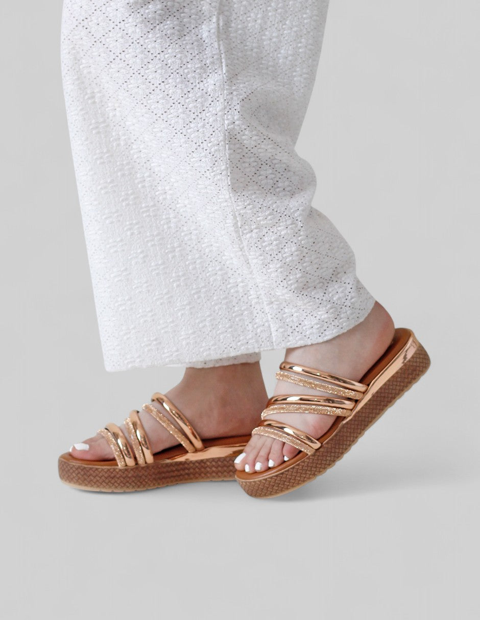 Sandalias con plataforma Birt  Piel vegana - Dorado