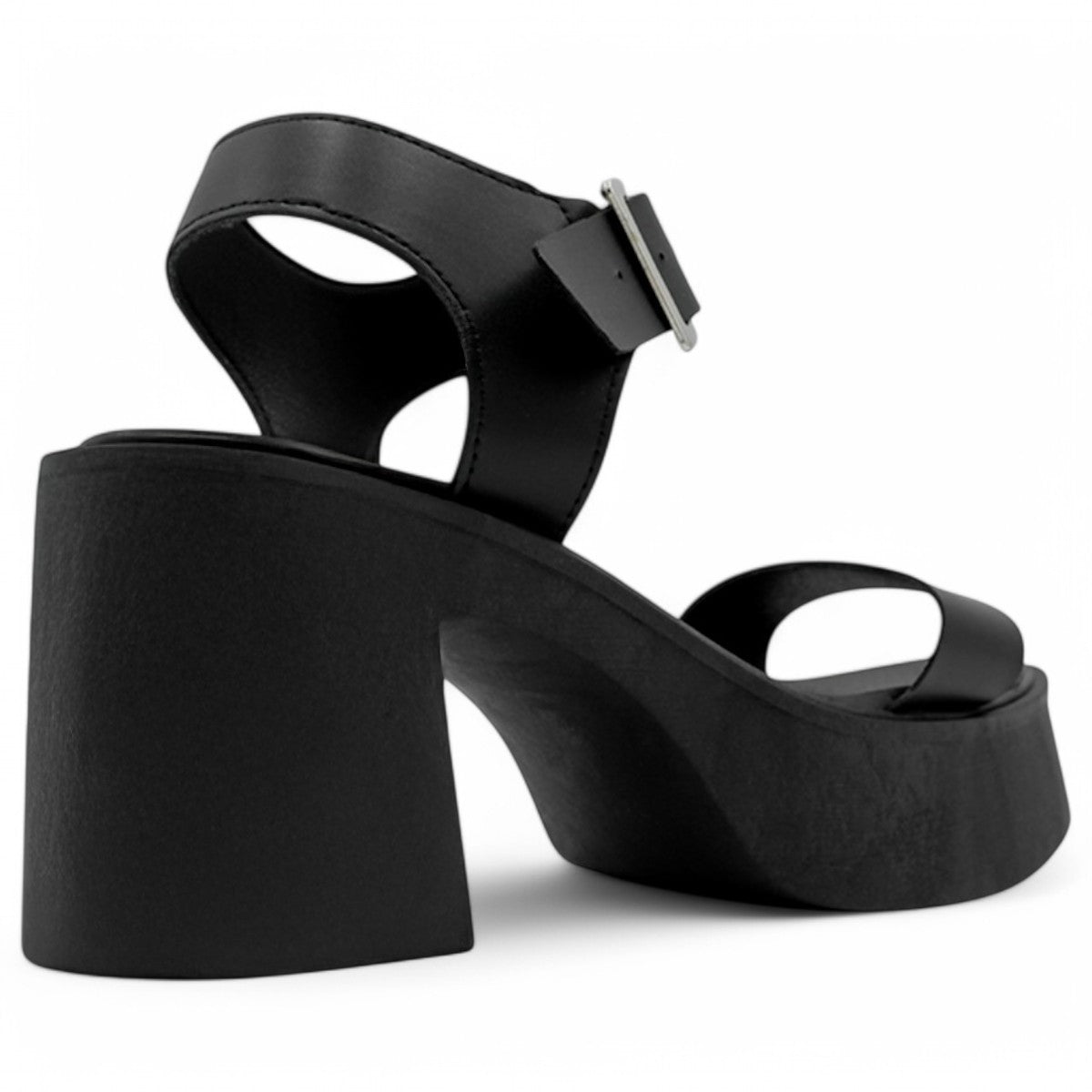 Sandalia con tacón Rice en Piel vegana – Negro