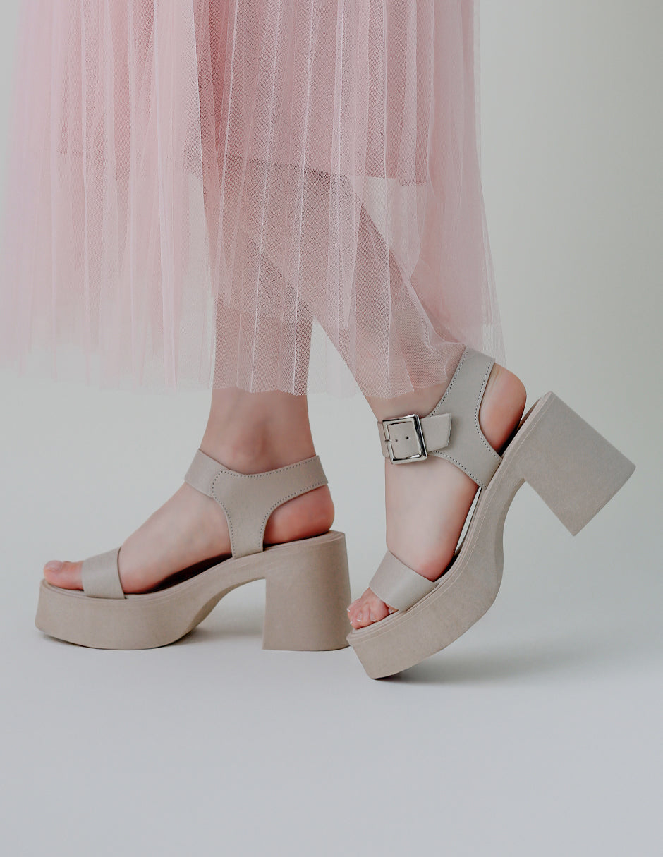 Sandalia con tacón Daily en Piel vegana – Blanco