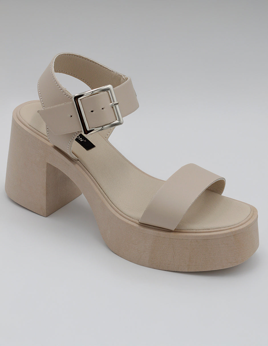 Sandalia con tacón Exterior Piel vegana Color Blanco Para Mujer De RBCOLLECTION