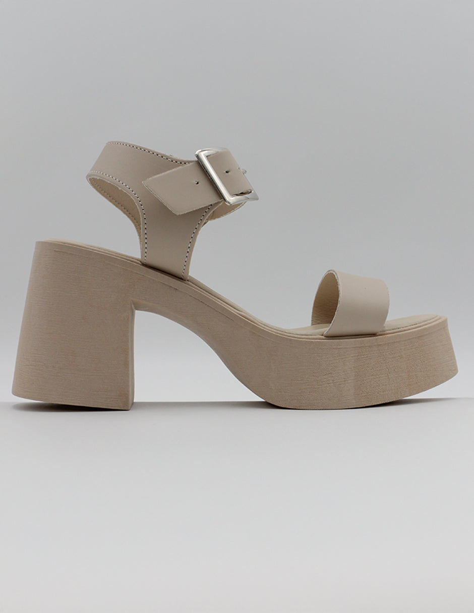 Sandalia con tacón Daily en Piel vegana – Blanco