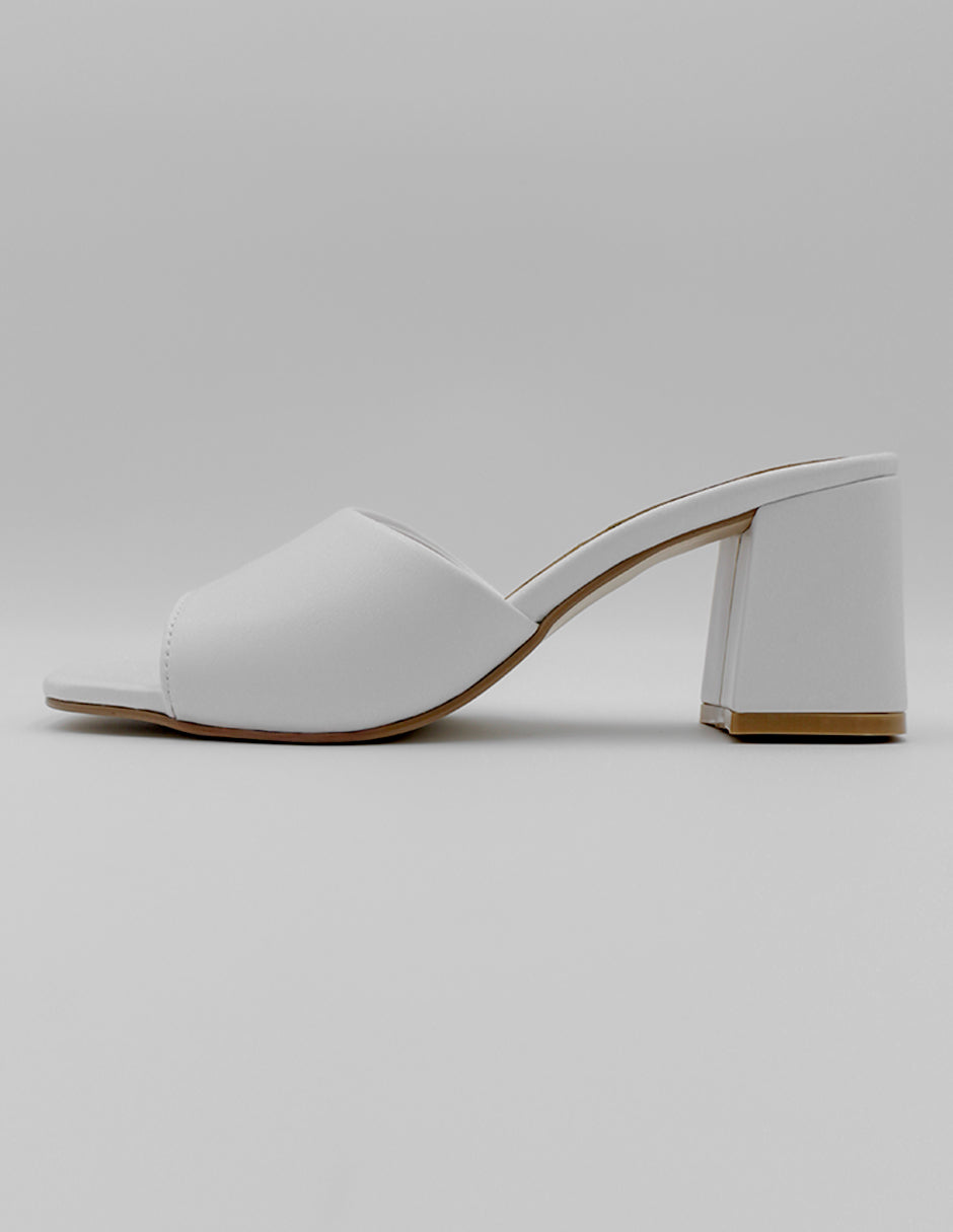 Sandalia con tacón Daily  en Piel vegana – Blanco