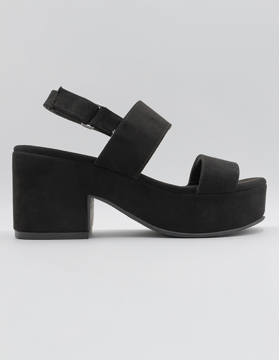 Sandalia con tacón Daily en Gamuza – Negro