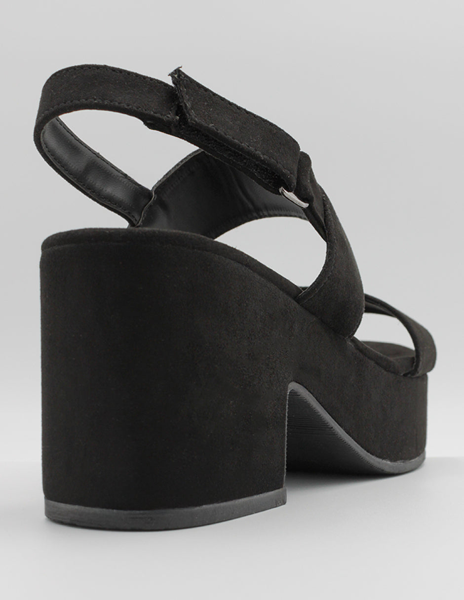 Sandalia con tacón Daily en Gamuza – Negro
