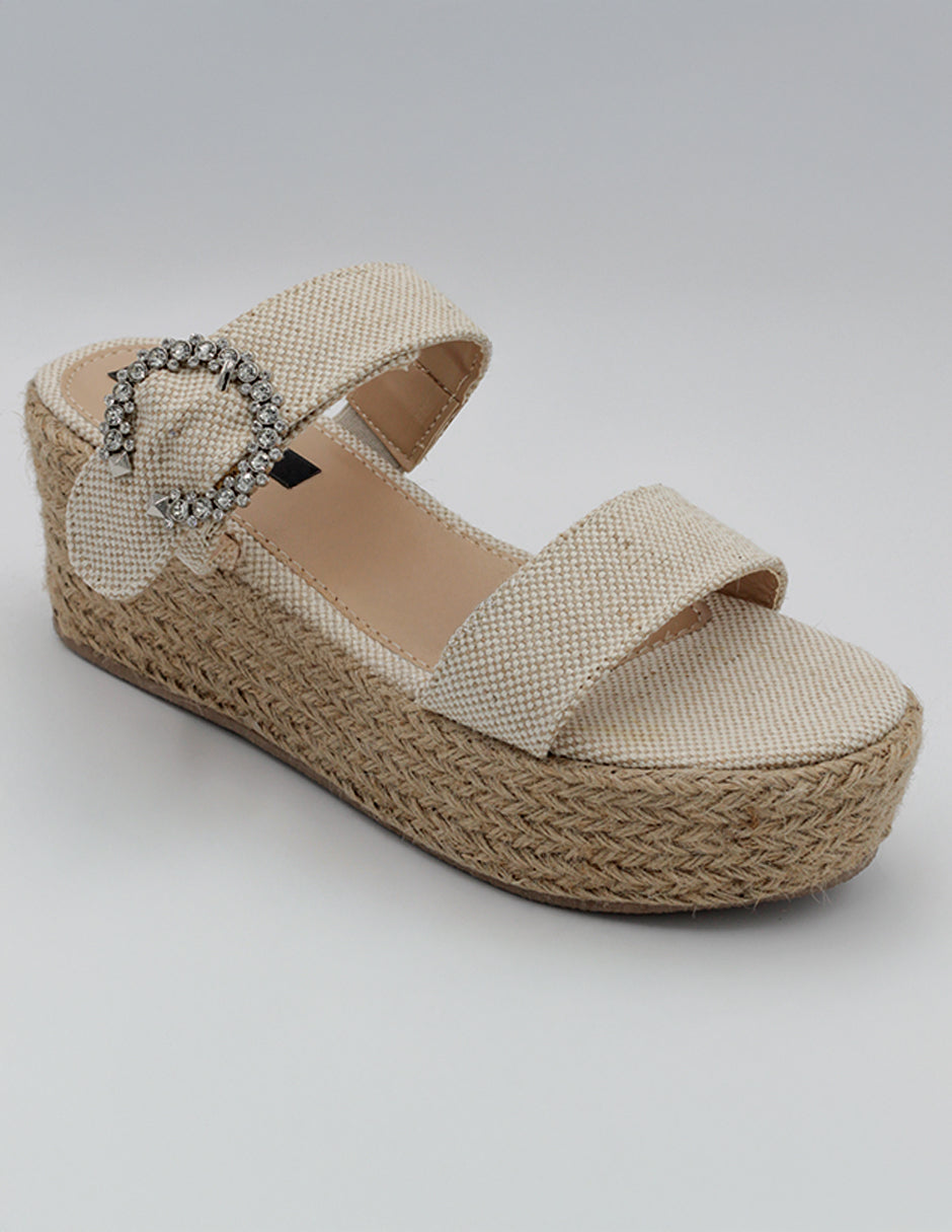 Sandalias con plataforma Exterior Textil Color Beige  Para Mujer De RBCOLLECTION