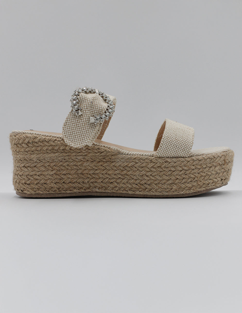 Sandalias con plataforma Yuri en Textil – Beige