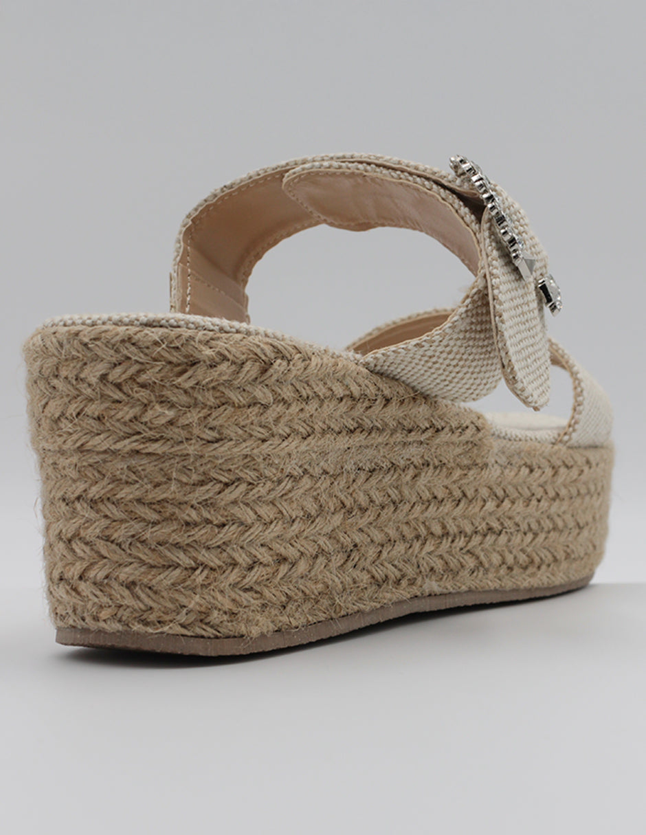 Sandalias con plataforma Yuri en Textil – Beige