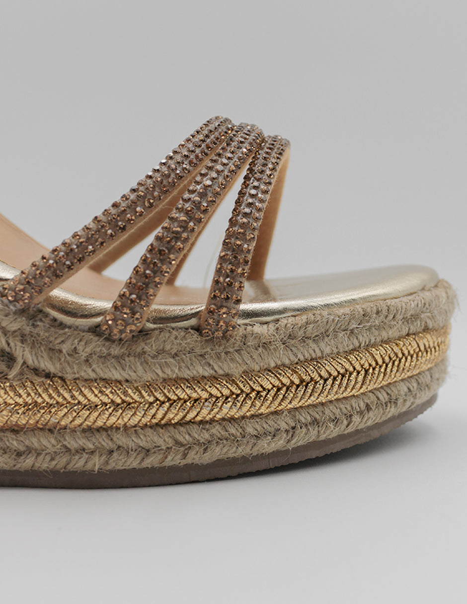 Sandalias con plataforma Classy en Piel vegana – Oro