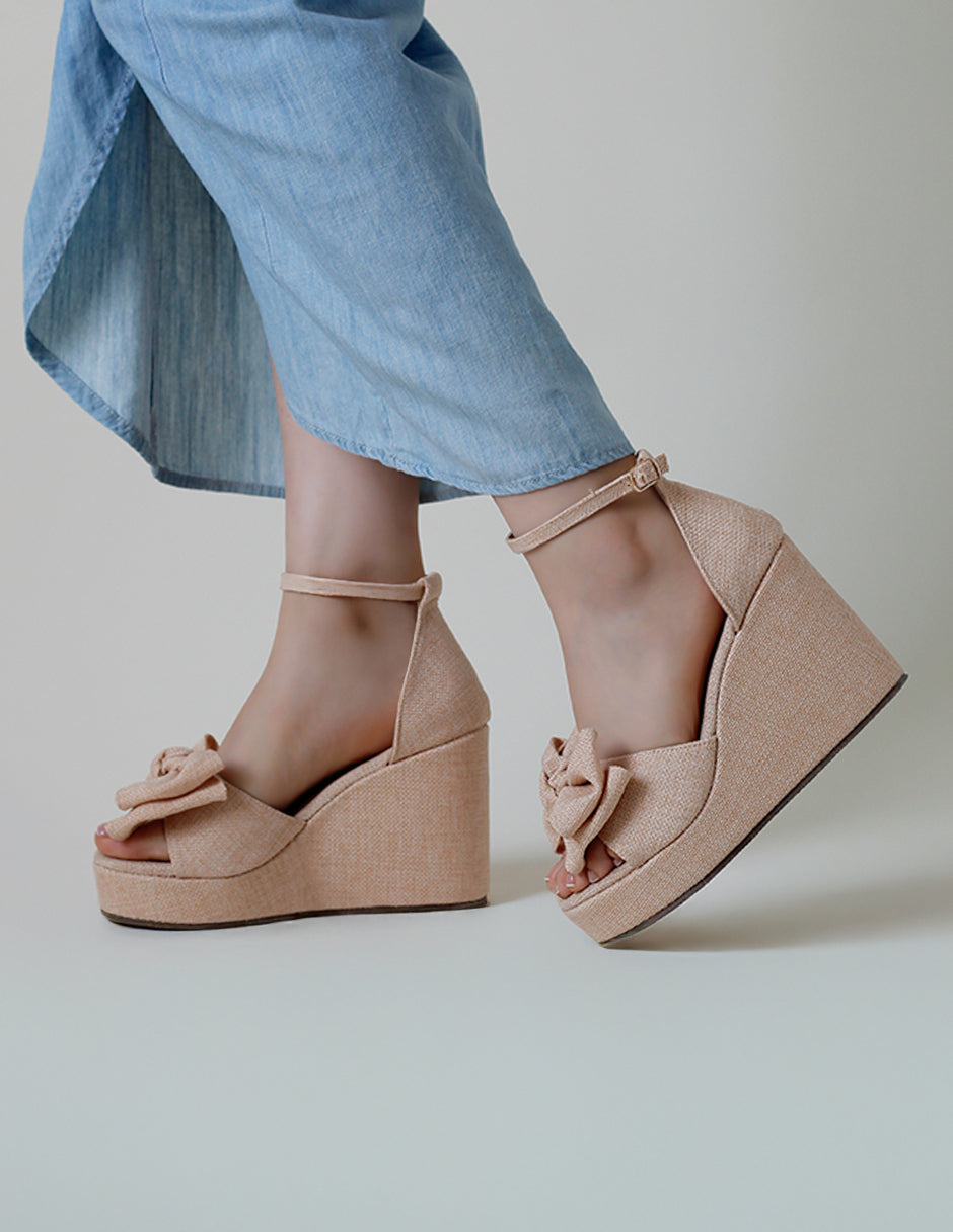 Sandalias con plataforma Dory en Textil – Beige