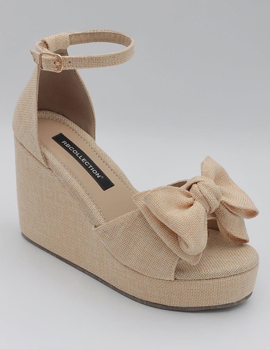 Sandalias con plataforma Exterior Textil Color Beige  Para Mujer De RBCOLLECTION