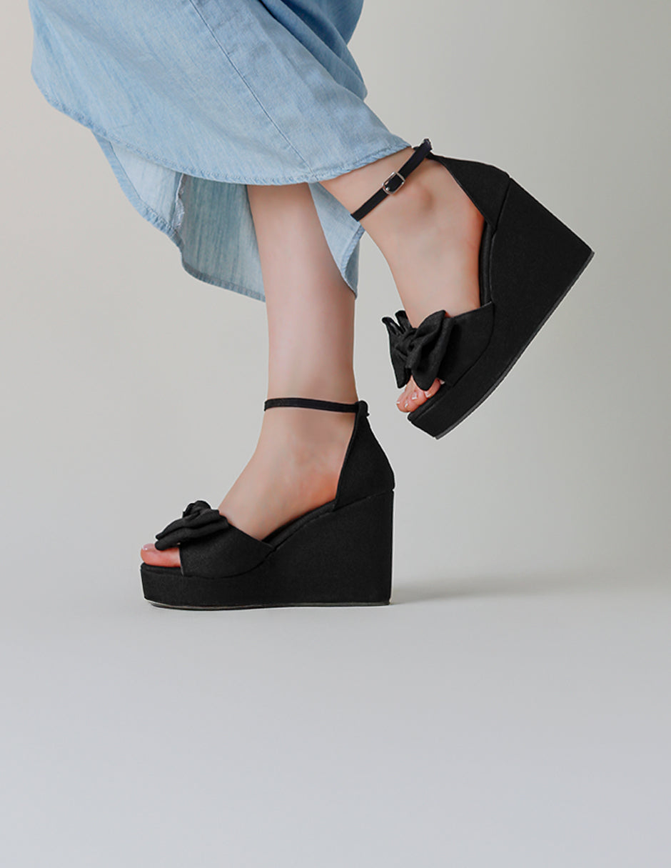 Sandalias con plataforma Dory en Textil – Negro