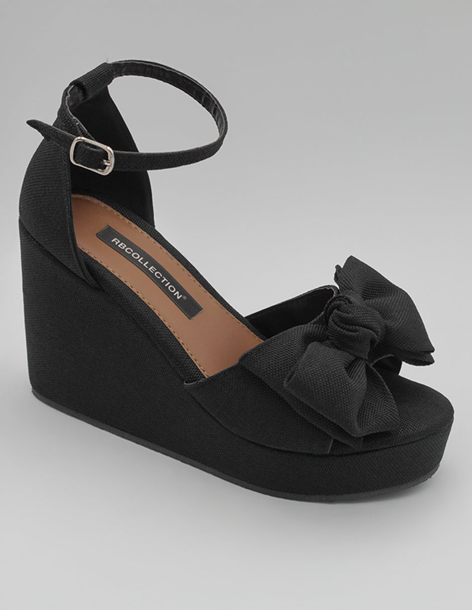 Sandalias con plataforma Exterior Textil Color Negro Para Mujer De RBCOLLECTION