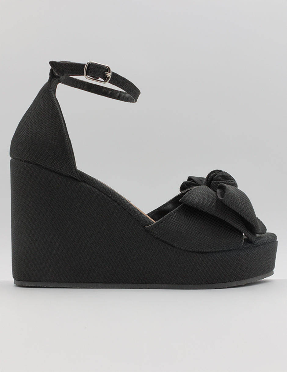 Sandalias con plataforma Dory en Textil – Negro