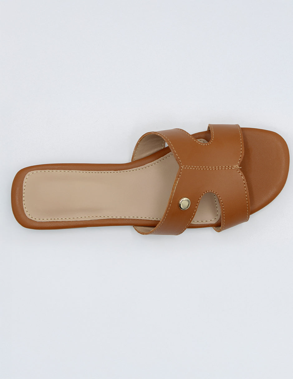 Sandalias de piso Soft en Piel vegana – Café