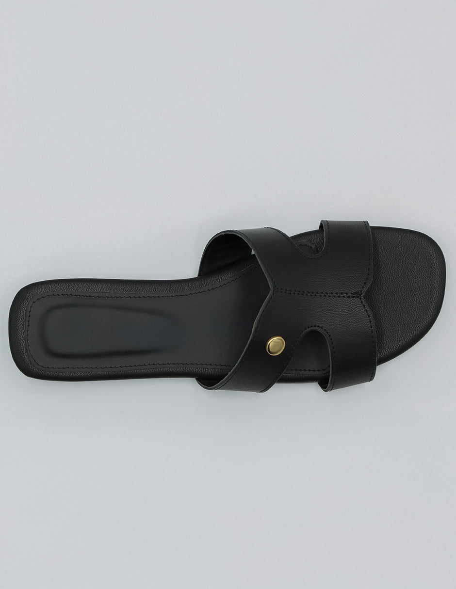 Sandalias de piso Soft en Piel vegana – Negro