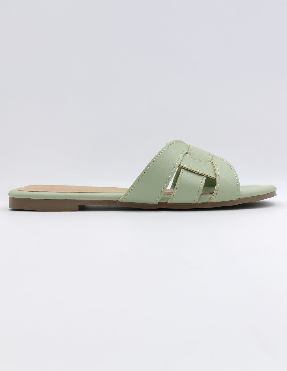 Sandalias de piso Soft en Piel vegana – Verde