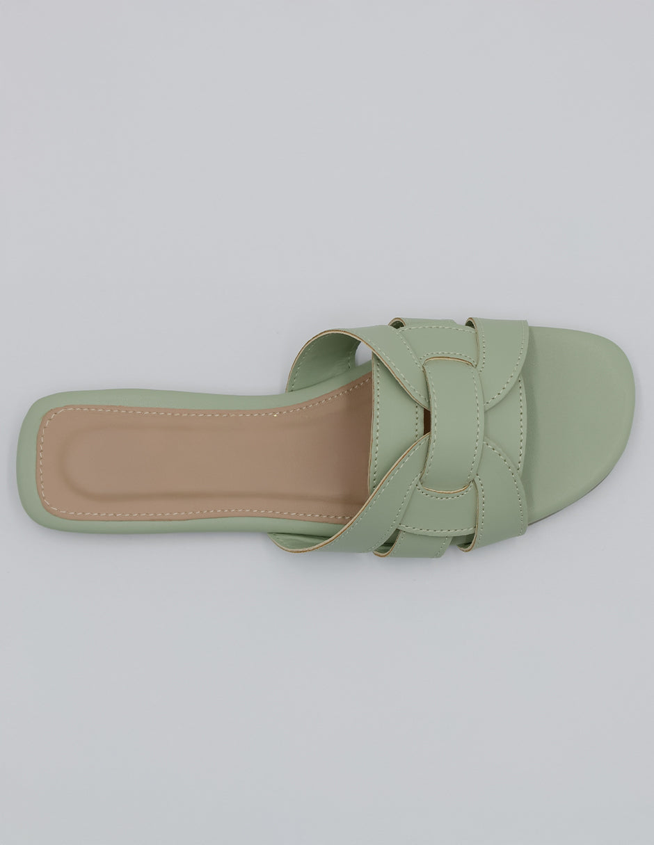 Sandalias de piso Soft en Piel vegana – Verde