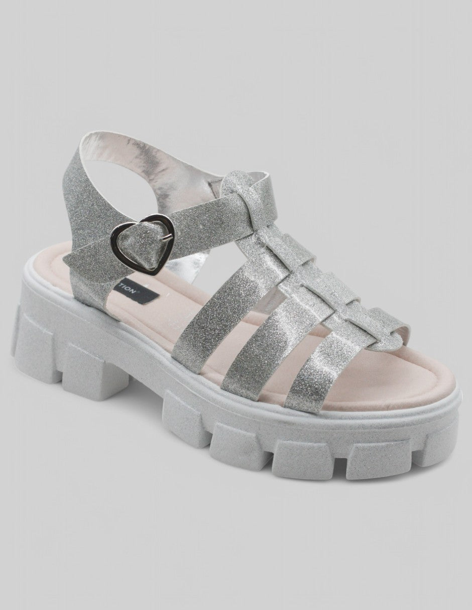 Sandalias Exterior Sintético Color Plata Para Niña De RBCOLLECTION