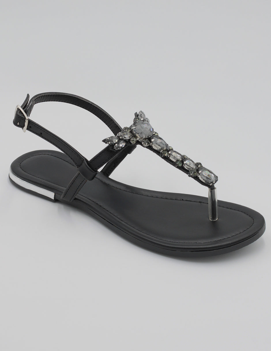 Sandalias de piso Exterior Piel vegana Color Negro Para Mujer De RBBASICS