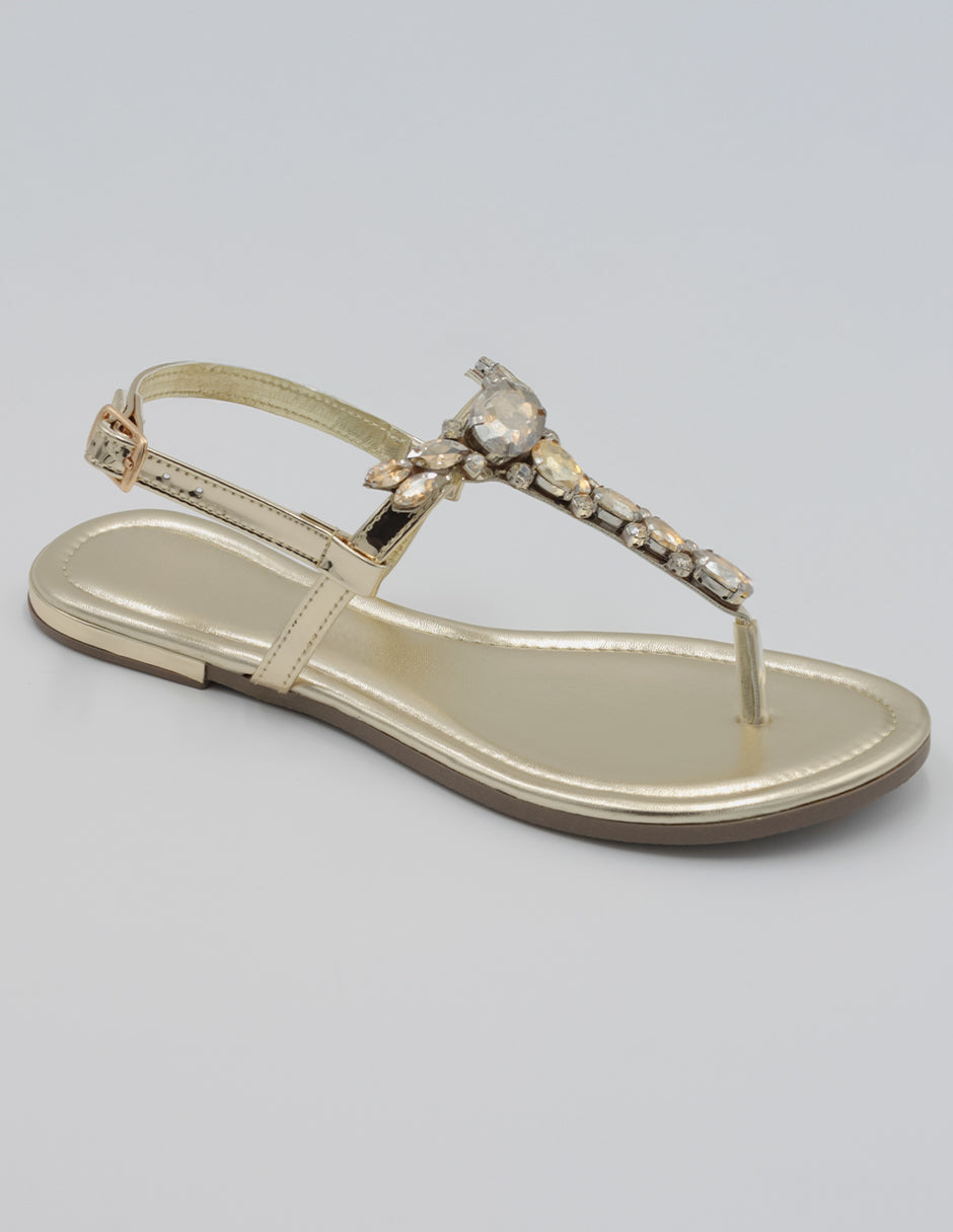 Sandalias de piso Exterior Piel vegana Color Oro Para Mujer De RBBASICS