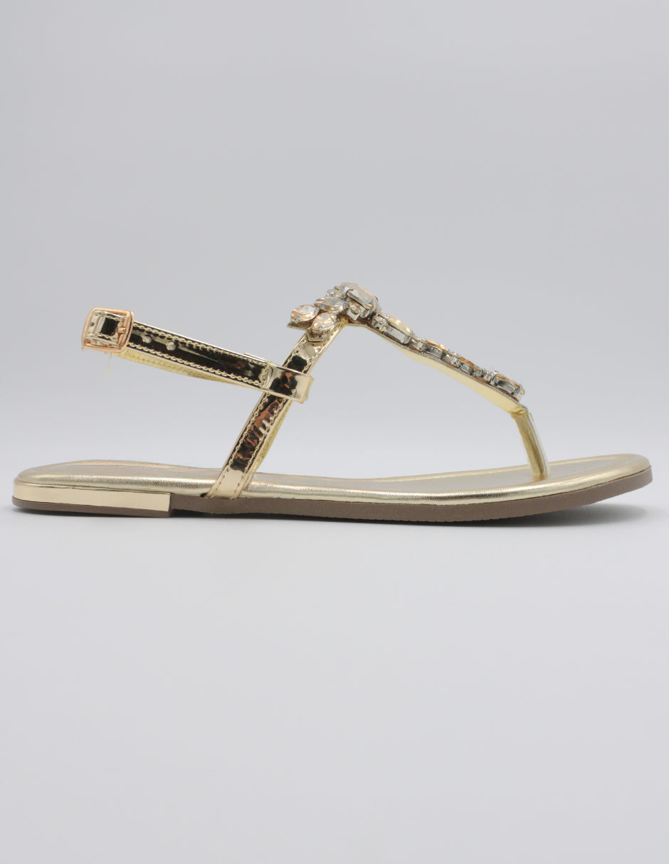 Sandalias de piso Soft en Piel vegana – Dorado