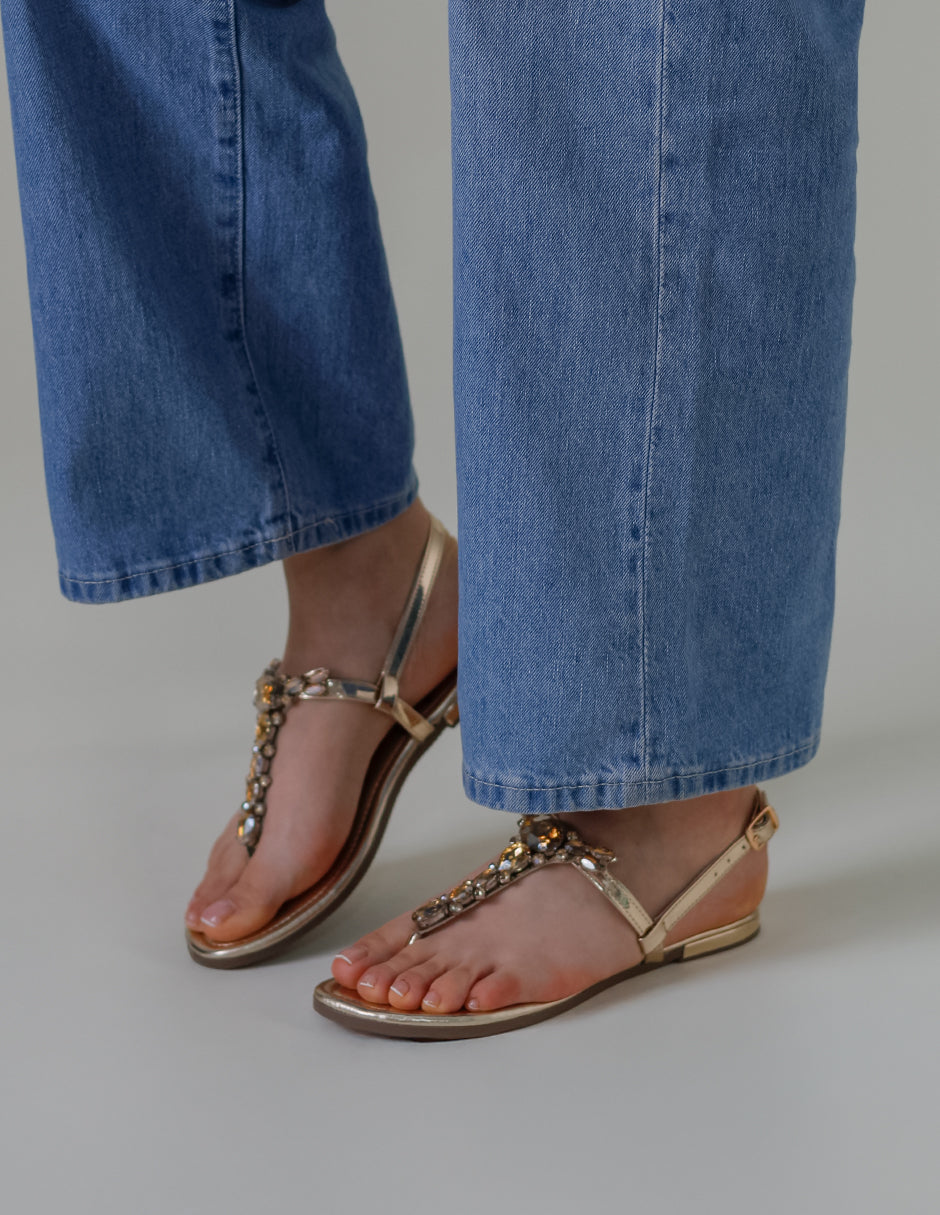 Sandalias de piso Soft en Piel vegana – Dorado