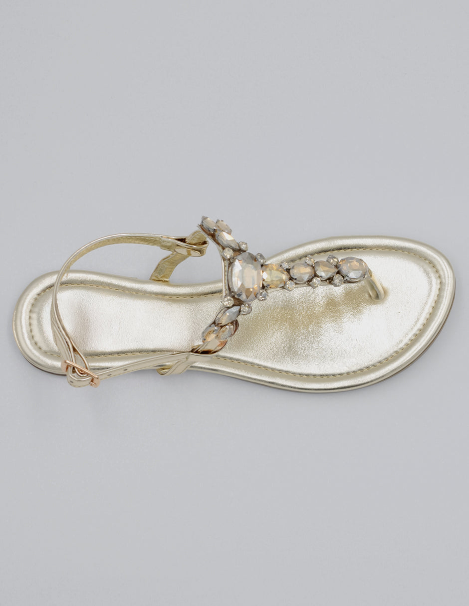 Sandalias de piso Soft en Piel vegana – Dorado