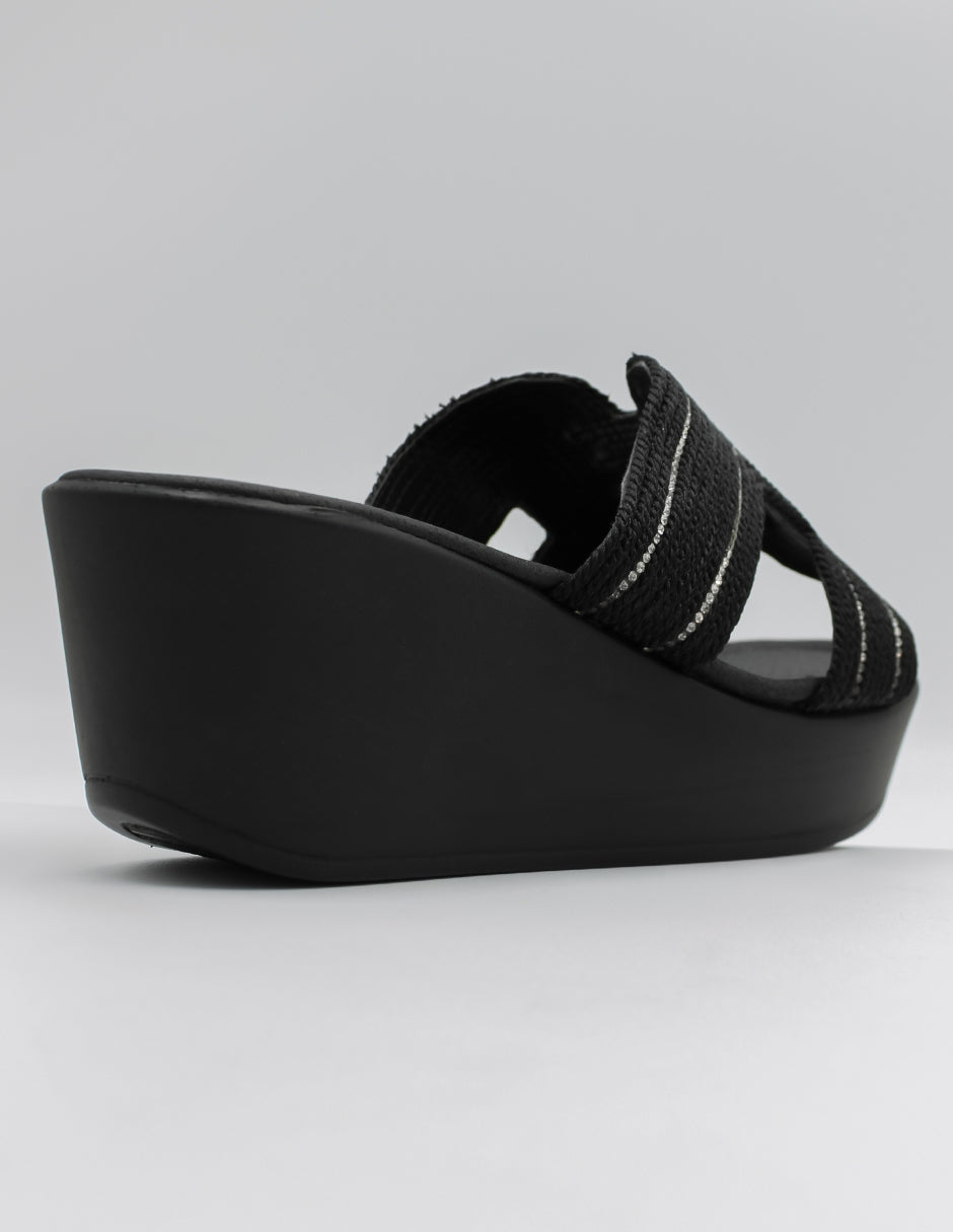Sandalias con plataforma Daily en Textil – Negro