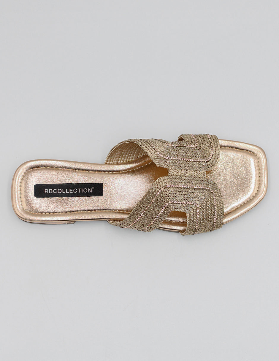 Sandalias de piso Soft en Textil – Dorado