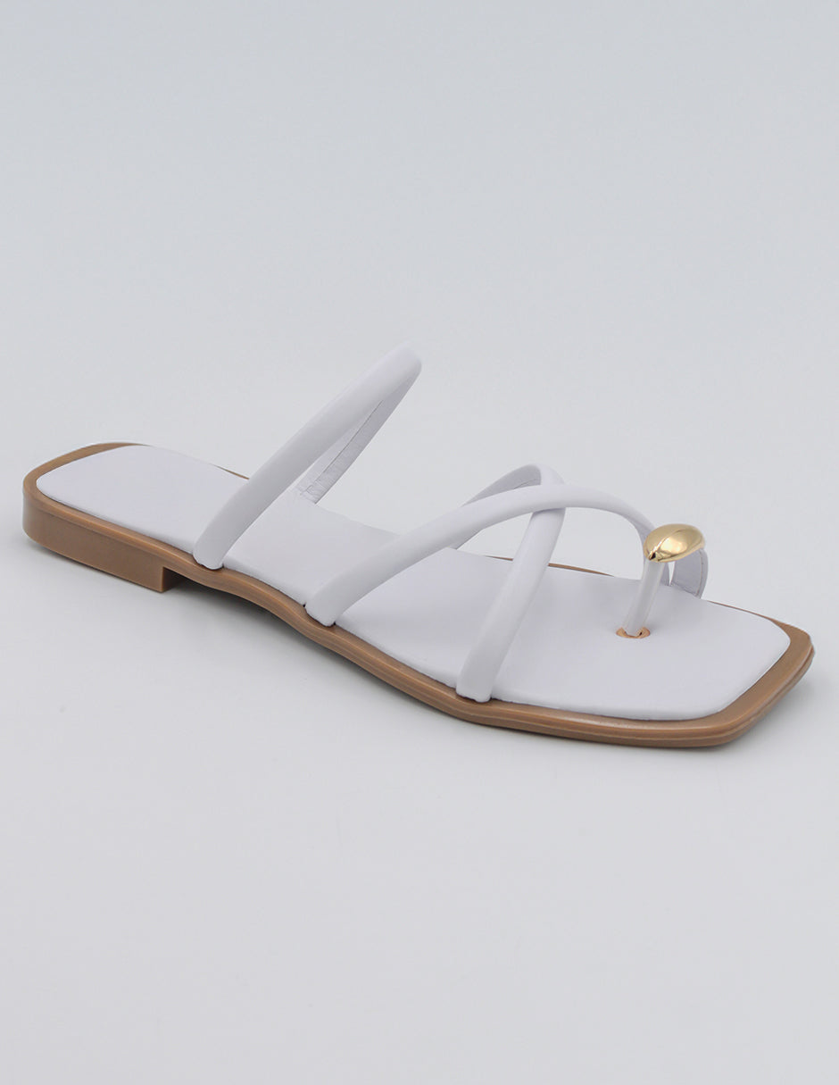 Sandalias de piso Soft en Piel vegana – Blanco