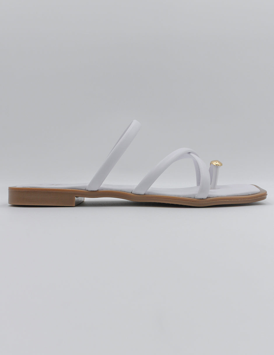 Sandalias de piso Soft en Piel vegana – Blanco