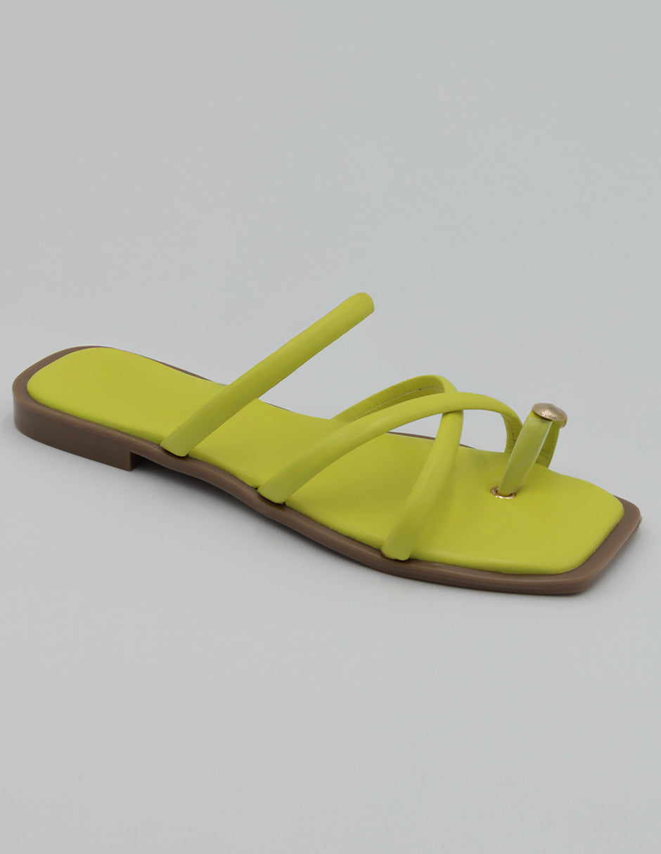 Sandalias de piso Exterior Piel vegana Color Verde Para Mujer De RBBASICS