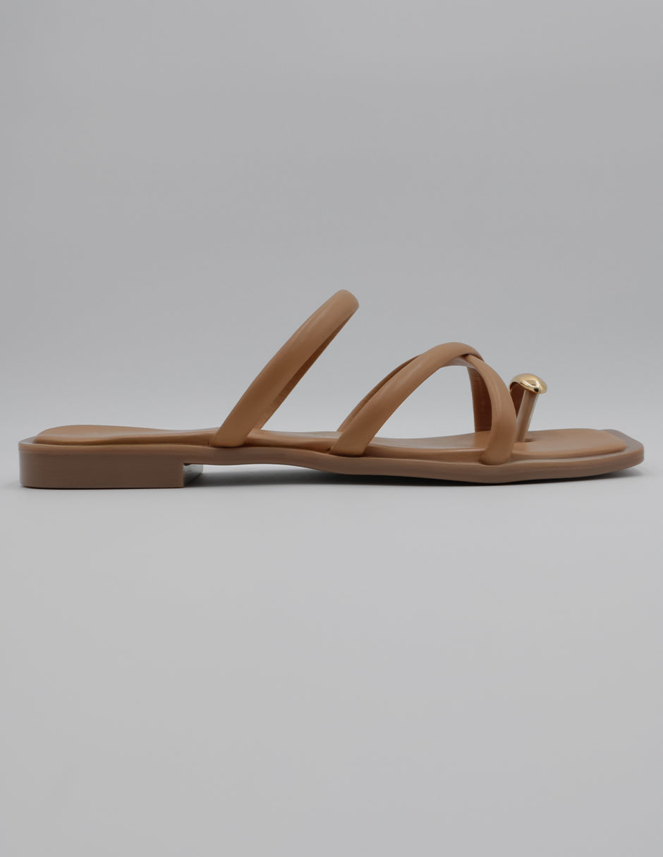 Sandalias de piso Soft en Piel vegana – Café