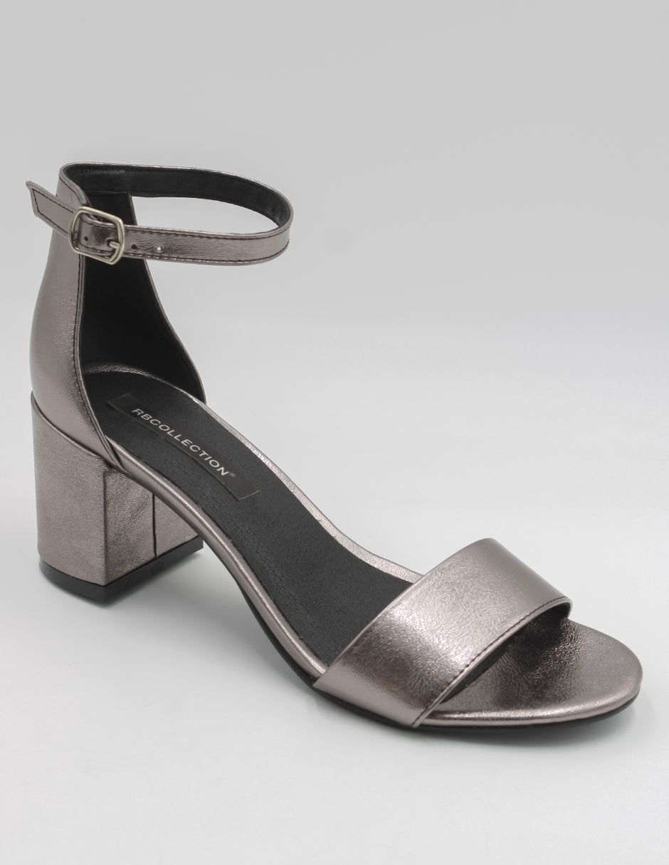 Sandalia con tacón Exterior Sintético Color Plata Para Mujer De RBCOLLECTION