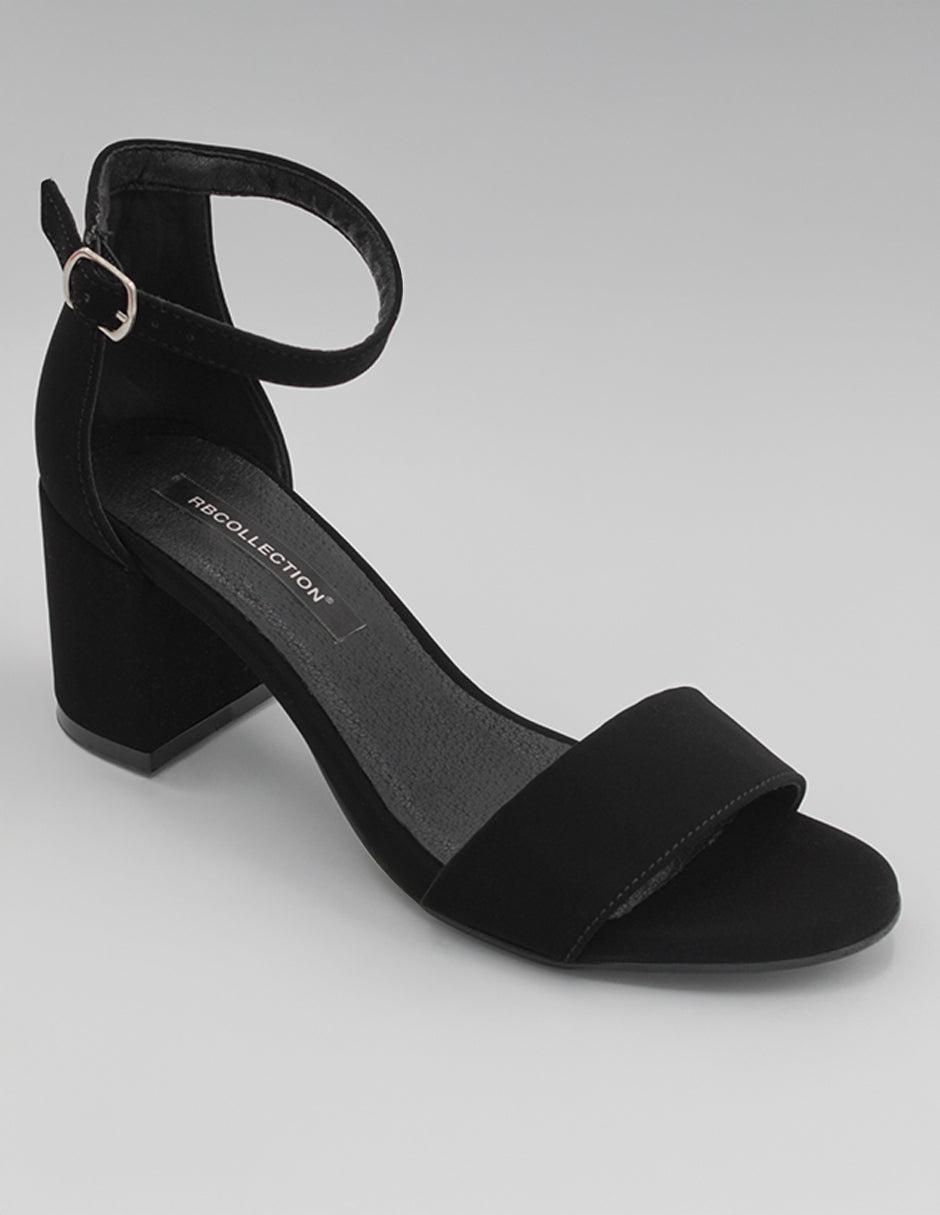 Sandalia con tacón Exterior Gamuza Color Negro Para Mujer De RBCOLLECTION
