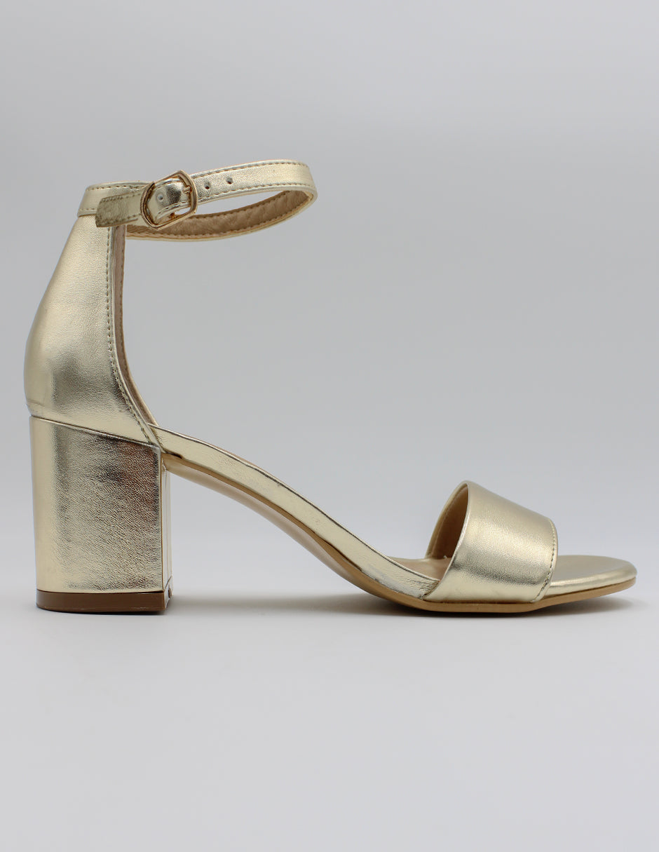 Sandalia con tacón Ave en Sintético – Dorado
