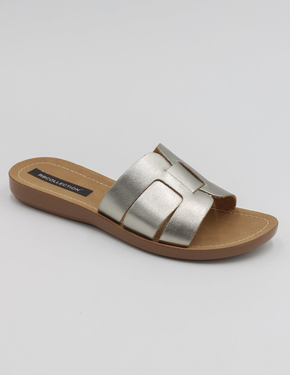 Sandalias de piso Exterior Sintético Color Plata Para Mujer De RBCOLLECTION