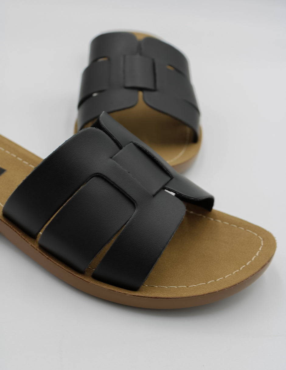 Sandalias de piso Soft en Piel vegana – Negro