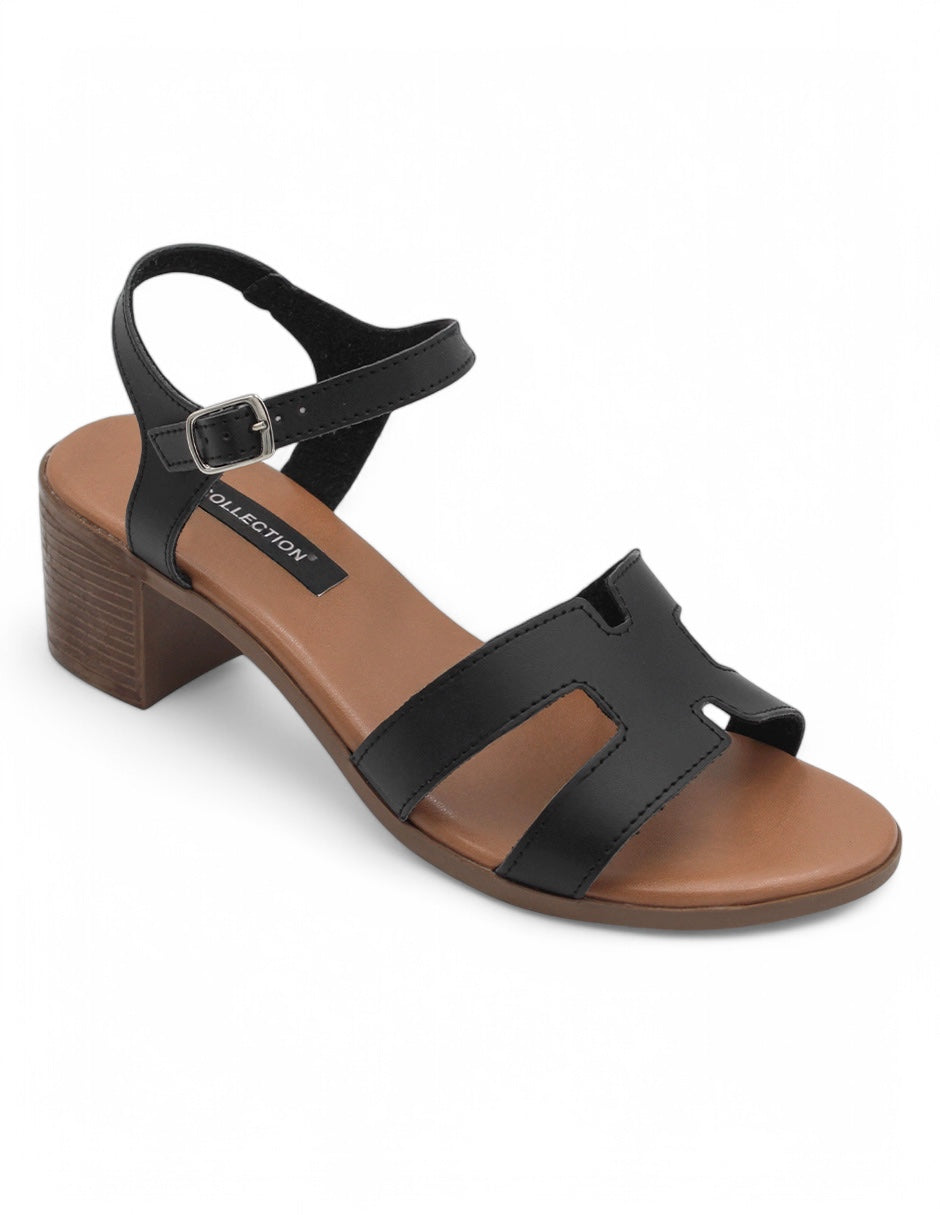 Sandalia con tacón Beeny en Piel vegana – Negro