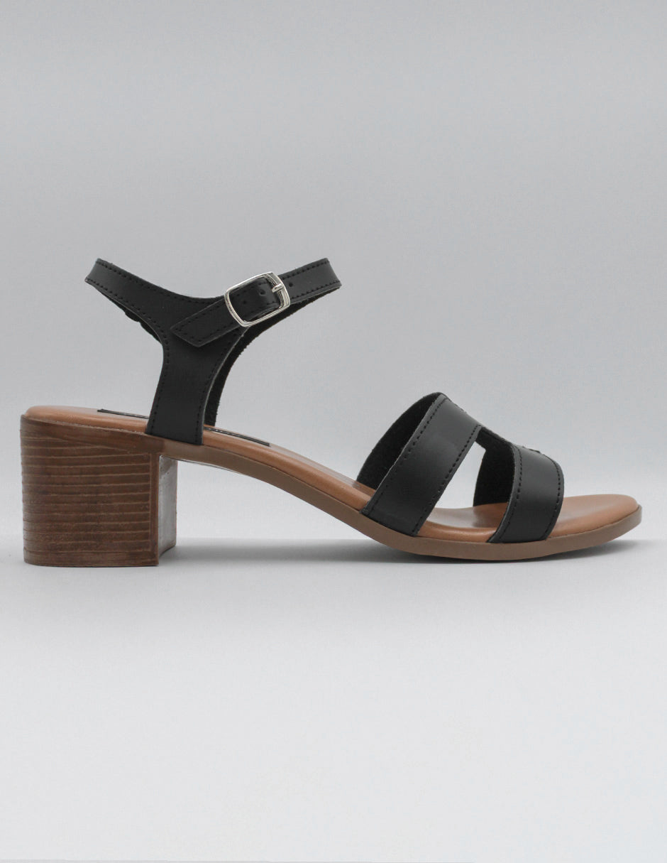 Sandalia con tacón Beeny en Piel vegana – Negro