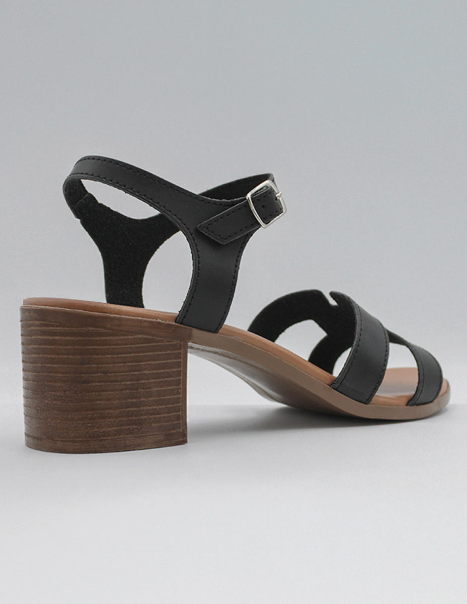 Sandalia con tacón Beeny en Piel vegana – Negro