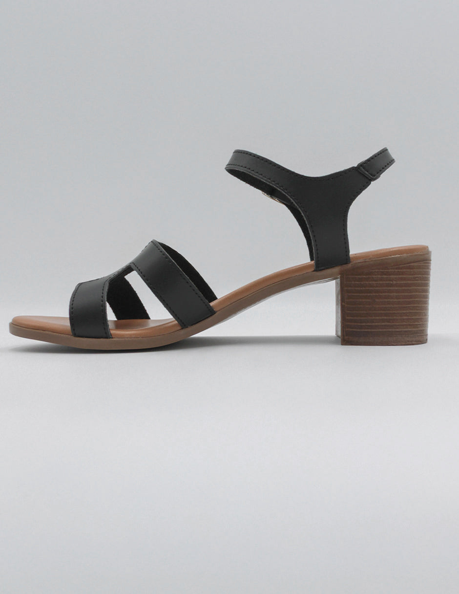 Sandalia con tacón Beeny en Piel vegana – Negro