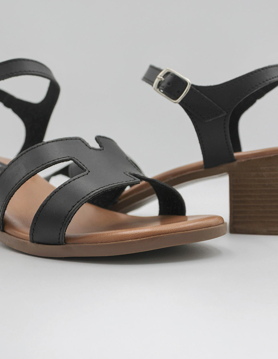 Sandalia con tacón Beeny en Piel vegana – Negro