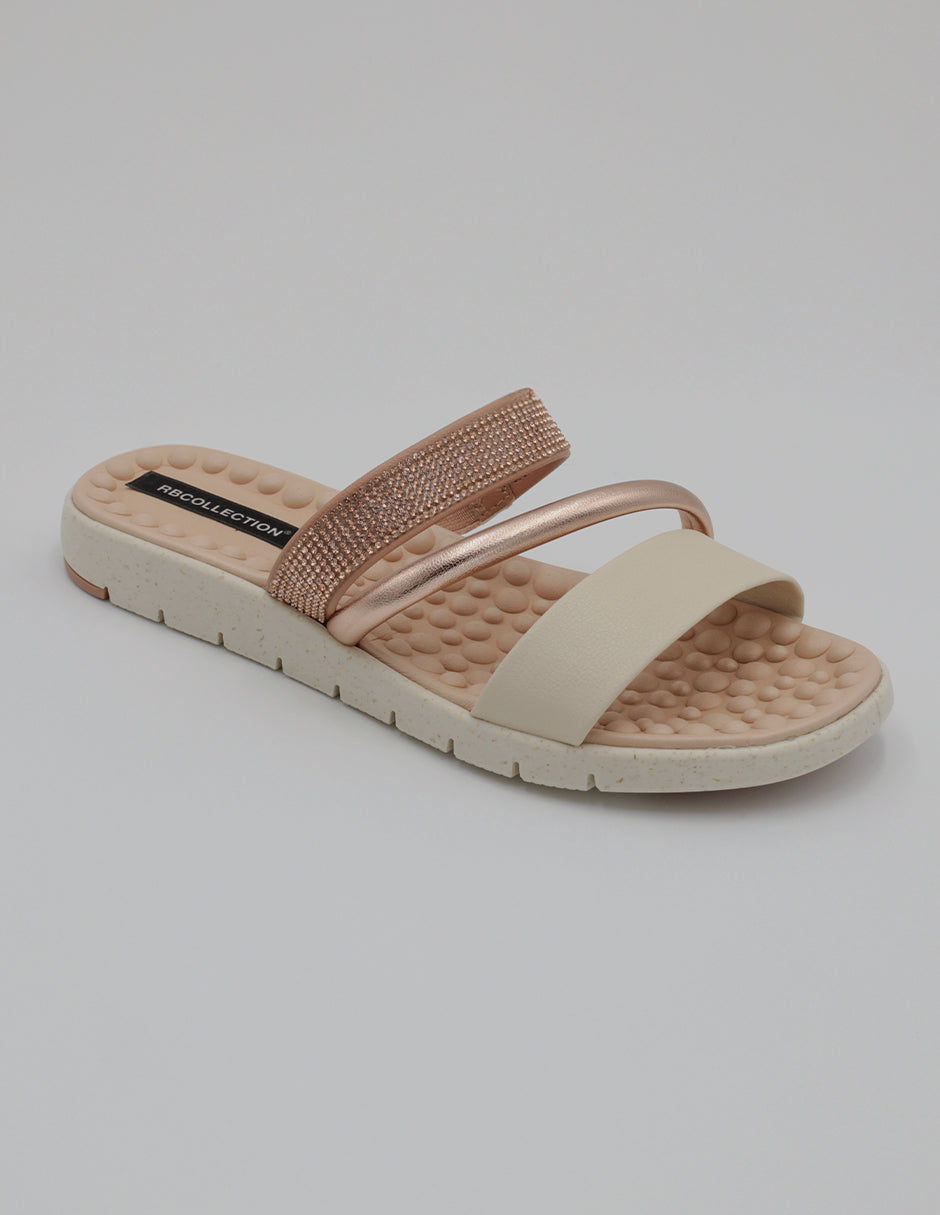 Sandalias de piso Exterior Piel vegana Color Beige  Para Mujer De RBCOLLECTION