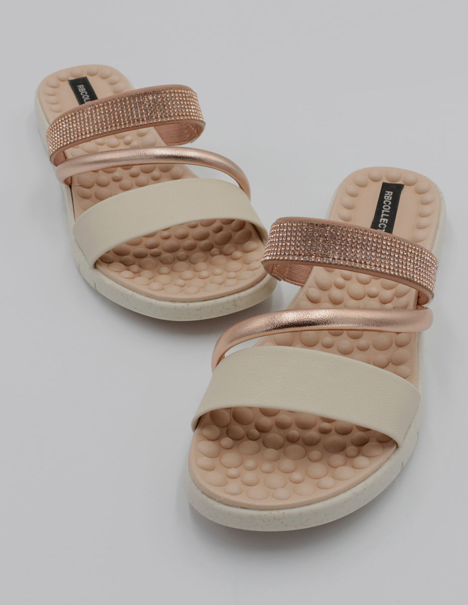 Sandalias de piso Daril en Piel vegana – Beige