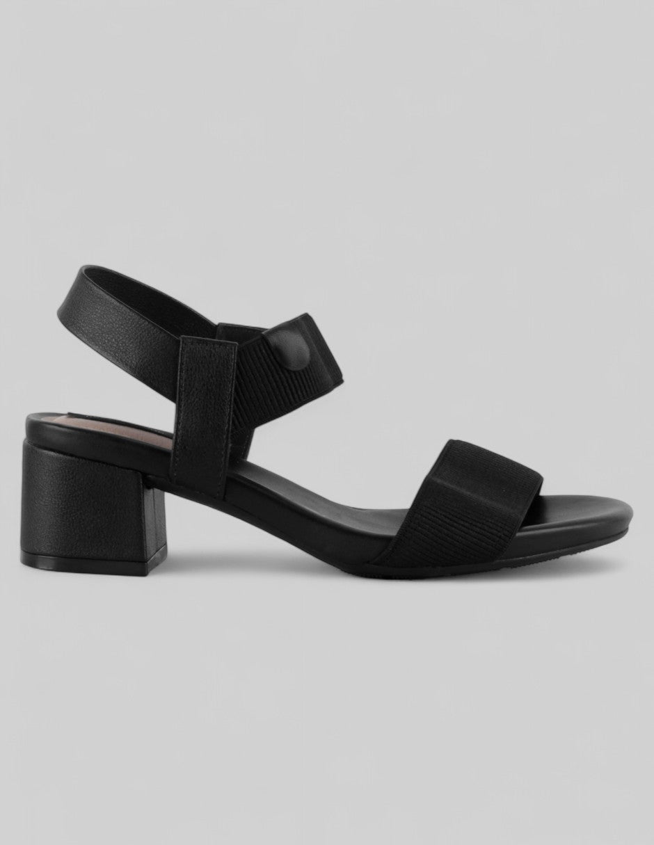Sandalia con tacón Steps en Piel vegana – Negro