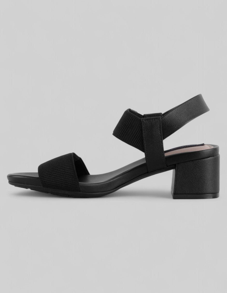 Sandalia con tacón Steps en Piel vegana – Negro