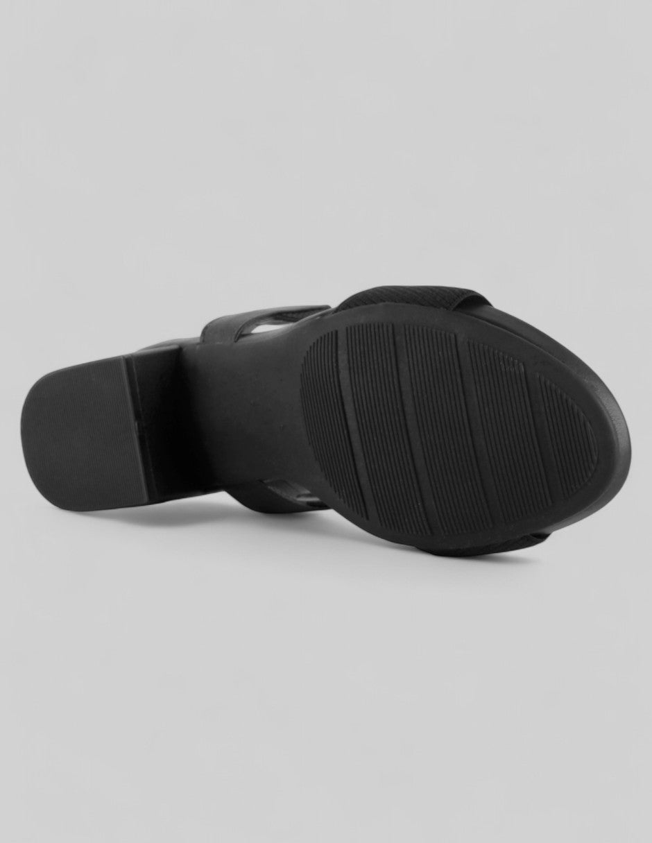Sandalia con tacón Steps en Piel vegana – Negro