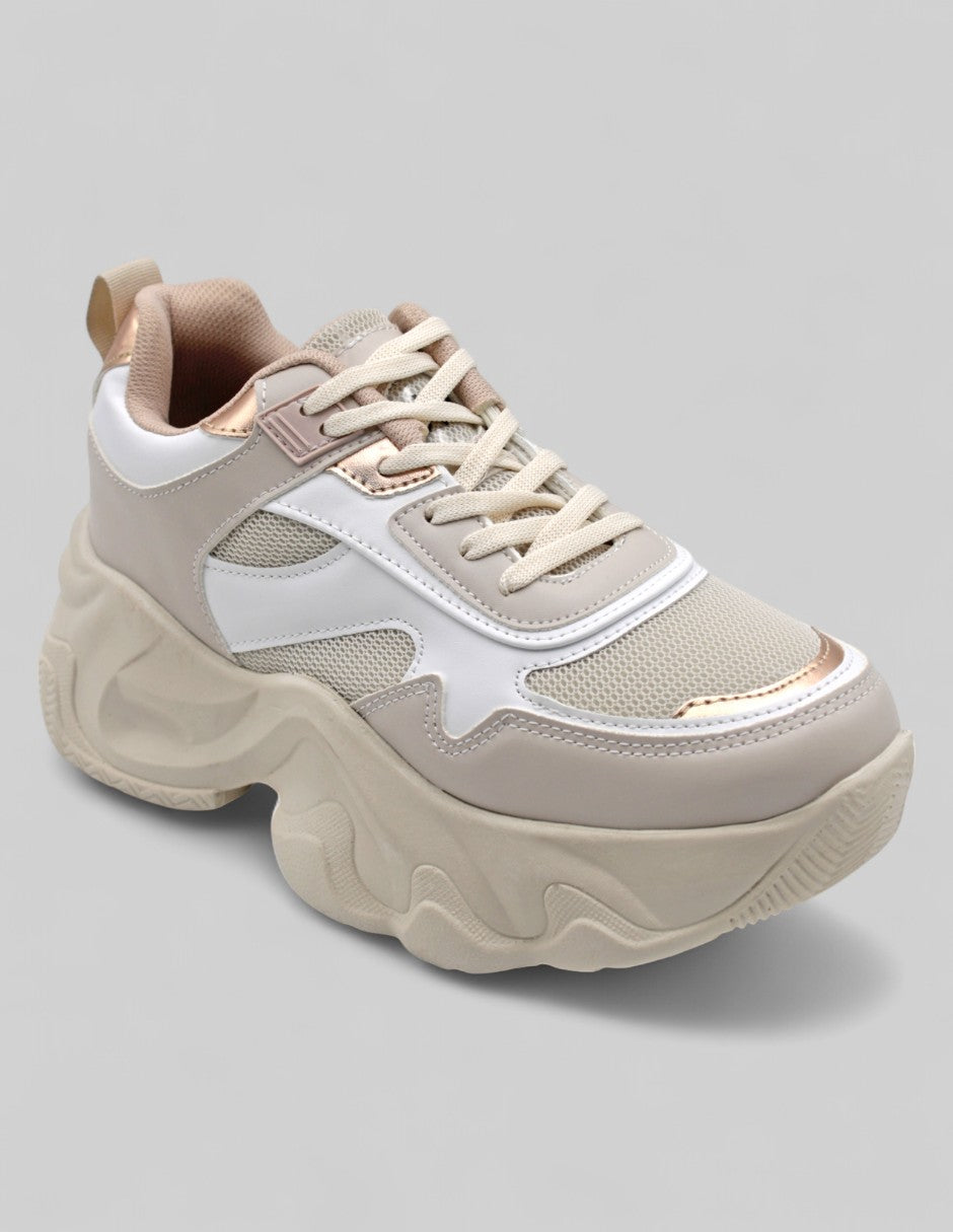 Tenis tipo deportivo Xoxo Piel vegana - Beige